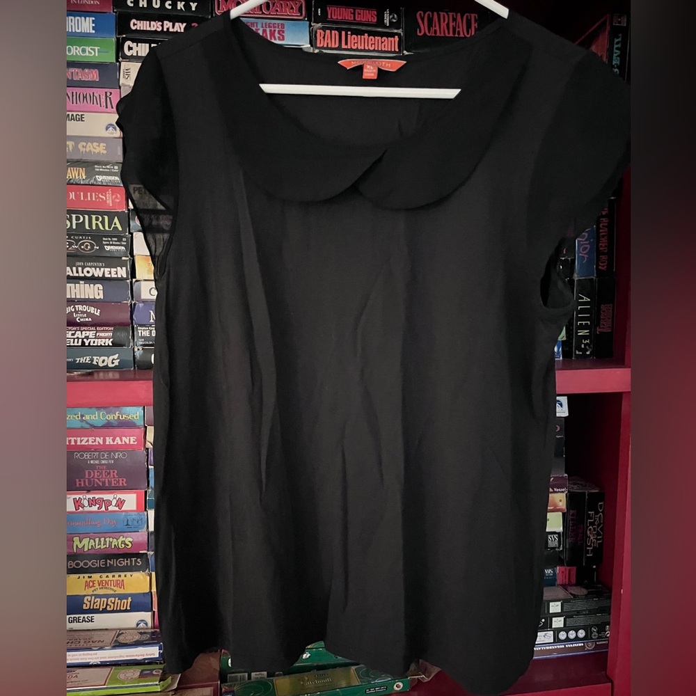 1950s pin up rockabilly gothabilly top XL with sheer sleeves from ModCloth